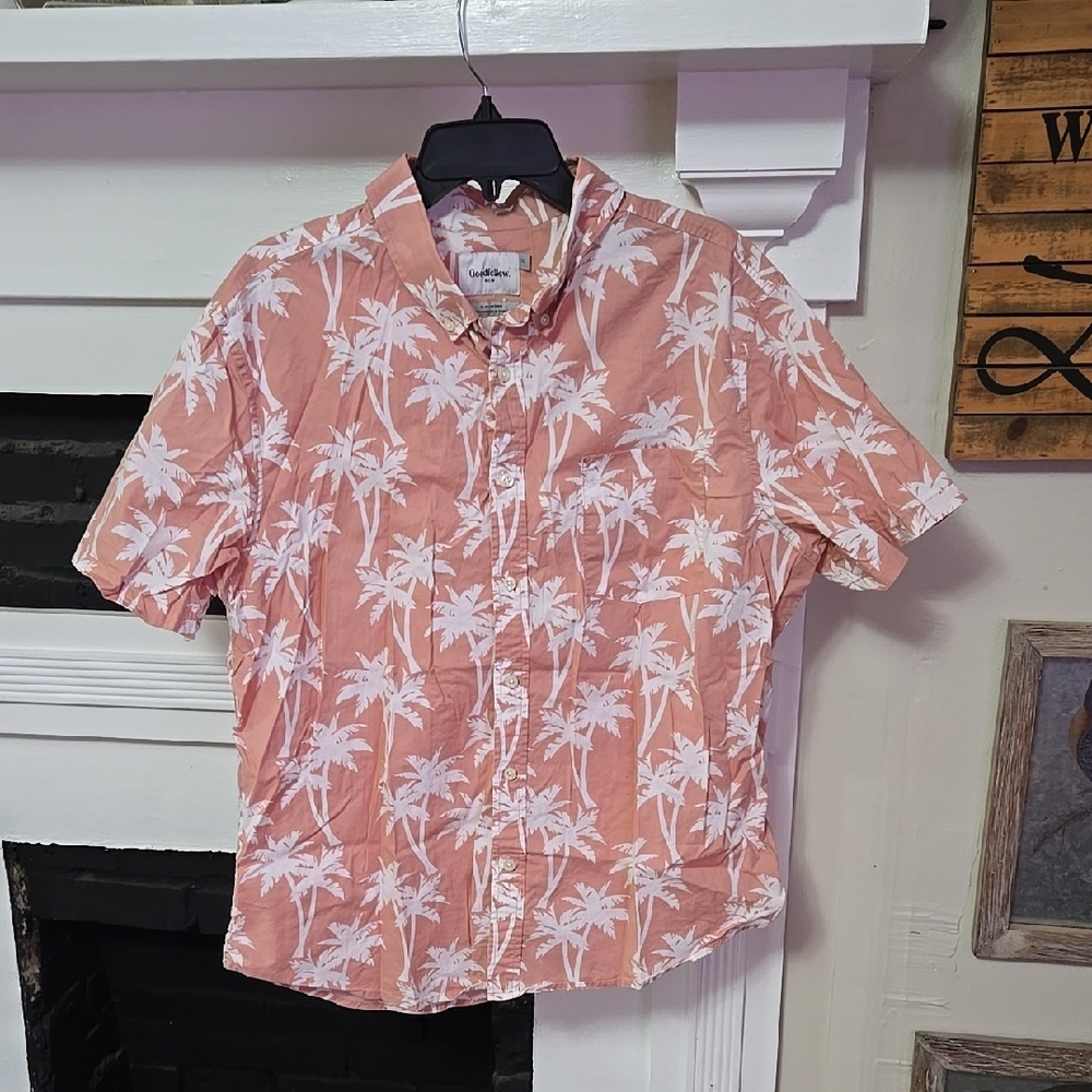 Goodfellow & Co Men's Coral Palm Print Shirt - Picture 1 of 10